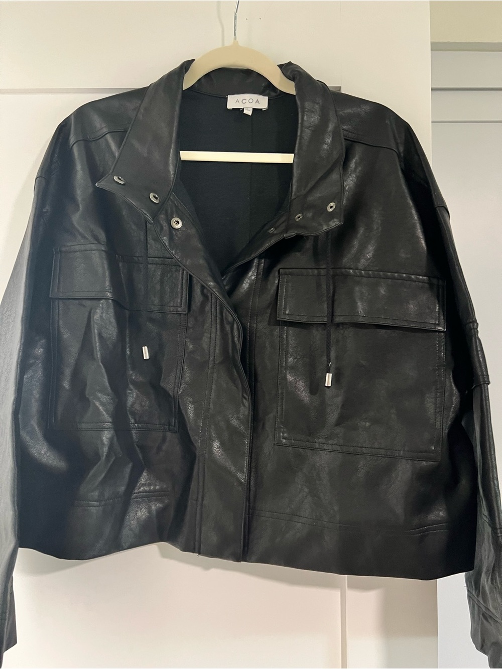 Vici Black Leather Cargo-Style Jacket